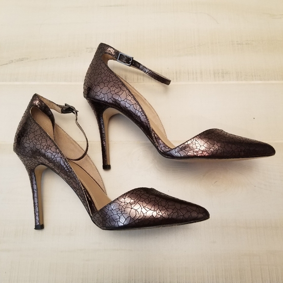 {10} Izabella Rue Nina Strap Heel Metallic Merlot Maroon Purple - Picture 7 of 12